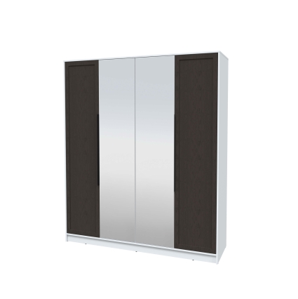 Шкаф распашной Тренд КТ-Ш4 (з) (Белый платинум ЛДСП/ Дуб английский ЛМДФ) Ш1800 В2128 Г547